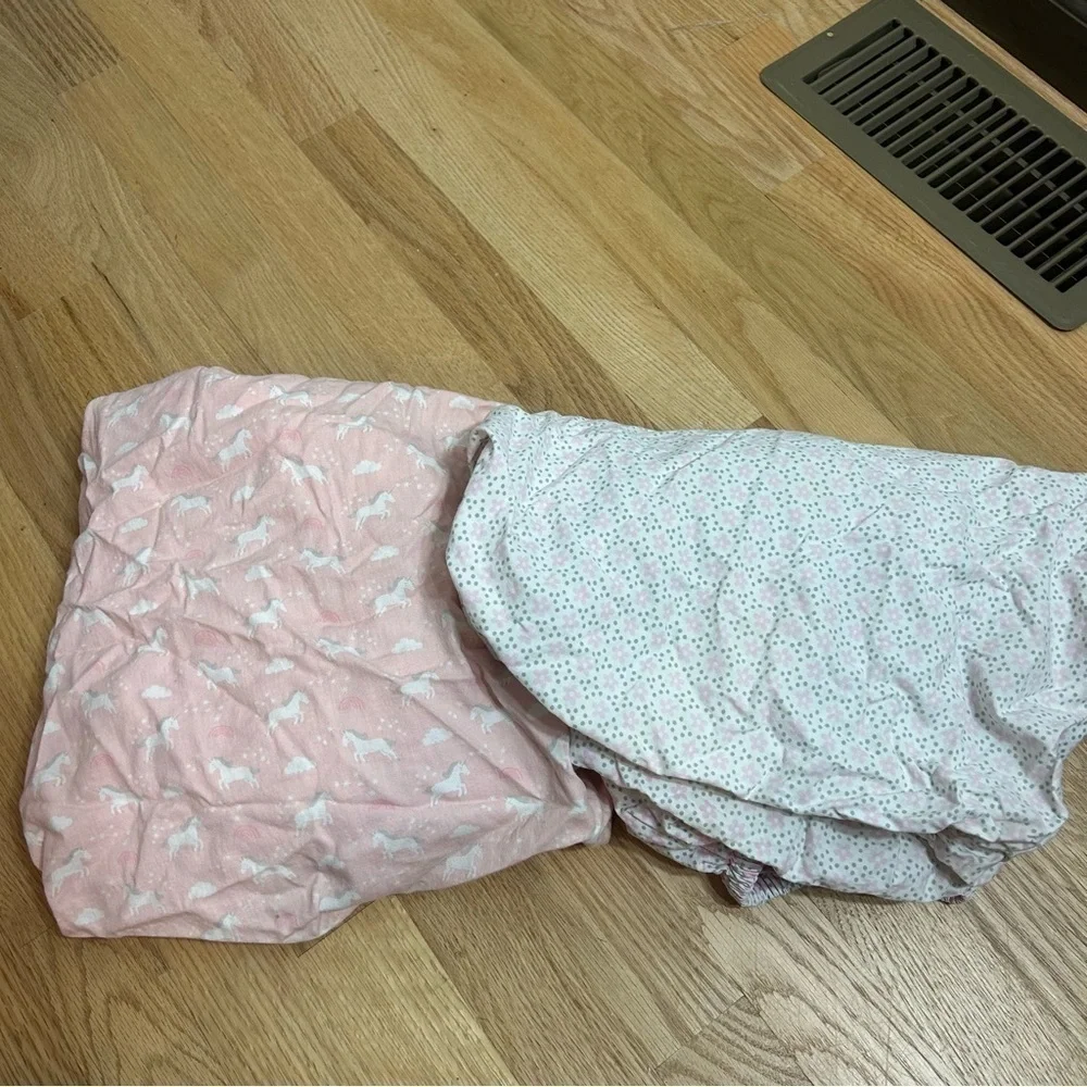 Girls Crib Sheet Bundle Unicorn Pink Flower Floral